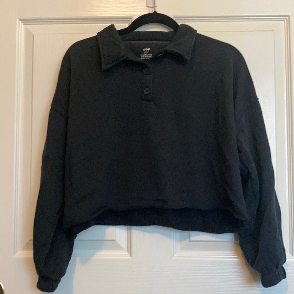 Like New aerie Cropped Polo Collar Sweatshirt 🖤